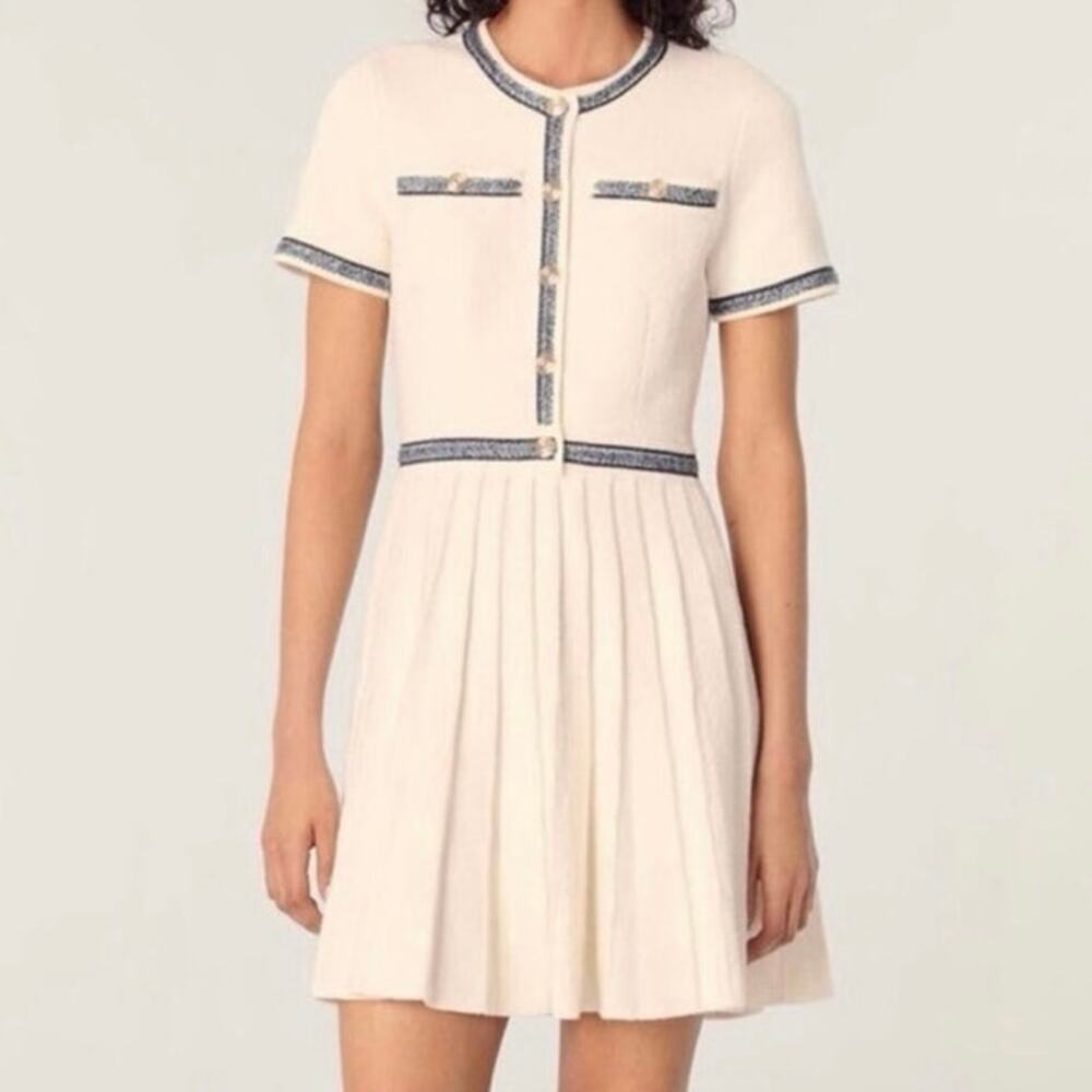 Maje Pleated knit mini dress size 36 (US 2-4)